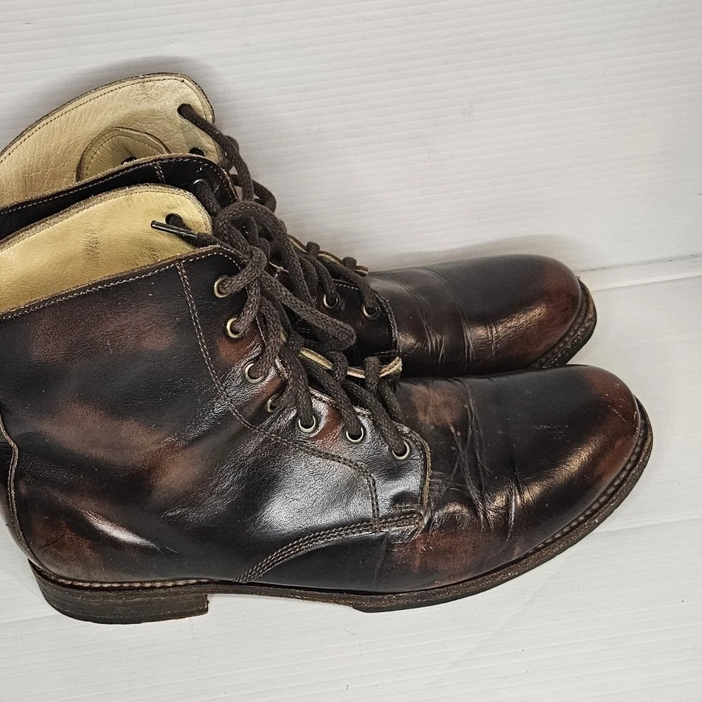 BED|STÜ Cobbler Series Men’s Two-Tone Brown Leather Lace-Up Boots – Handcrafted